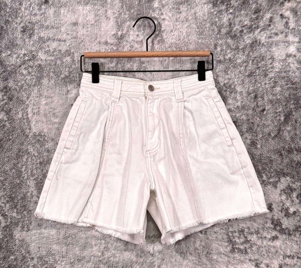 Free People Shorts 24 Womens White Denim High Rise Loose Fit Cut Off